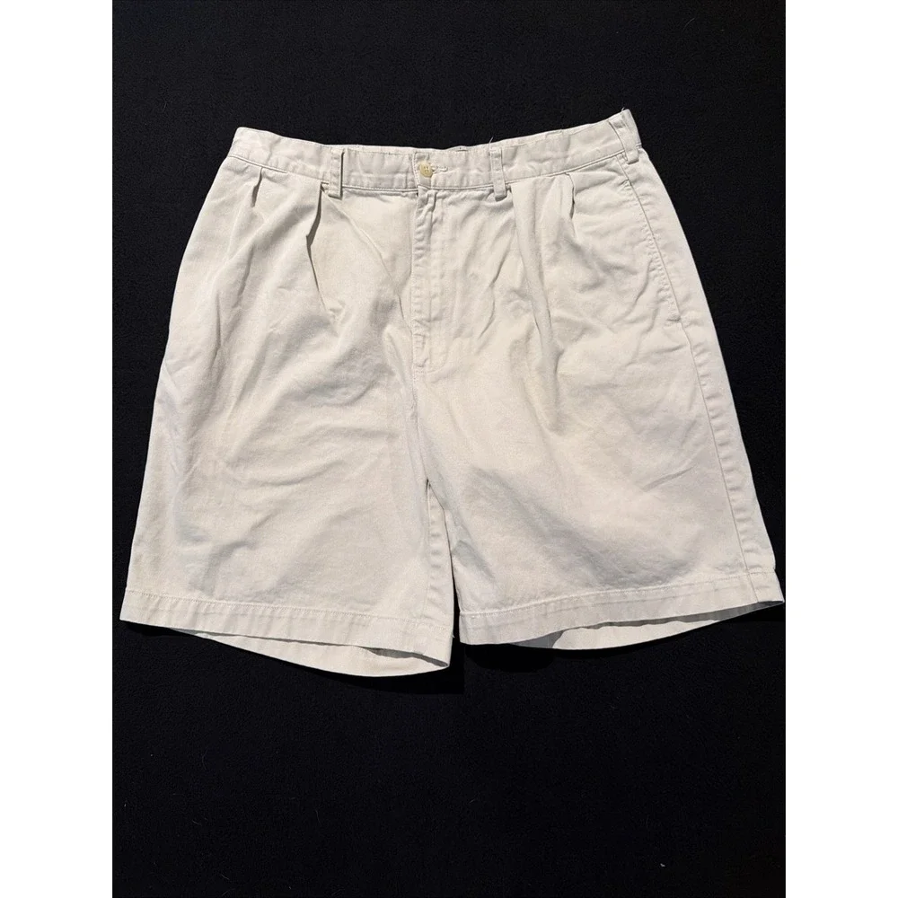 Polo Ralph Lauren‎ Vintage Tyler Khaki Pleated Chino Mens Shorts Size 35